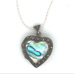 Heart Locket, Marcasite and Mother of Pearl